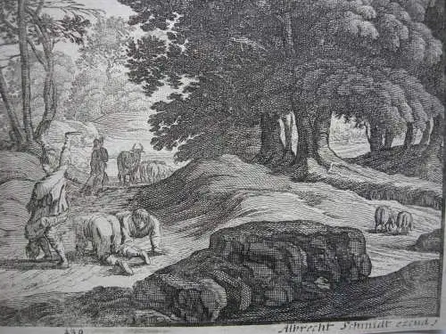 Gabriel Perelle (1603-1677) Landschaft mit Viehhirten Orig Kupferstich 1730