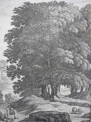 Gabriel Perelle (1603-1677) Landschaft mit Viehhirten Orig Kupferstich 1730