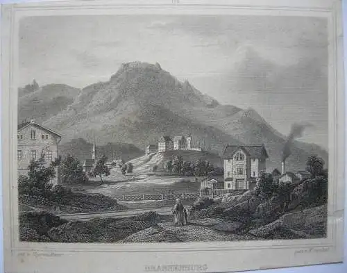 Brannenburg Rosenheim Stahlstich K. Gunkel nach Obermüllner 1850 Oberbayern