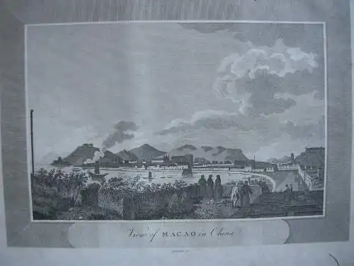 Macao China Gesamtansicht View  Kupferstich 1808 Holland Sparrow