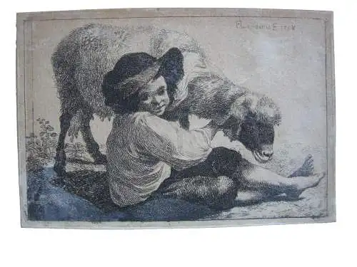 Francesco Londinio (1723-1783) Hirtenjunge Ziegen Schaf Hund 3 Radierungen 1758