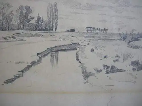 Dachau Dachauer Moos Orig Bleistiftzeichnung 1886