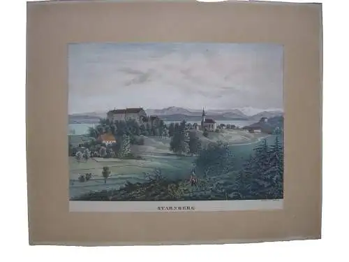 Johann N. Ludwig (1813 - ?) Starnberg Ansicht Starnberger See Farblithogr 1837