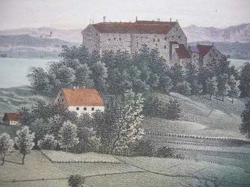 Johann N. Ludwig (1813 - ?) Starnberg Ansicht Starnberger See Farblithogr 1837