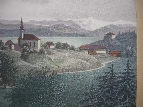 Johann N. Ludwig (1813 - ?) Starnberg Ansicht Starnberger See Farblithogr 1837