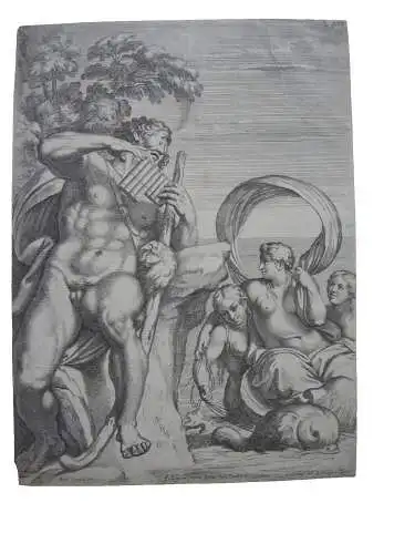 Carlo Cesio (1626-1686) Polyphemus und Galatea Orig. Radierung nach Caracci