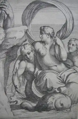 Carlo Cesio (1626-1686) Polyphemus und Galatea Orig. Radierung nach Caracci