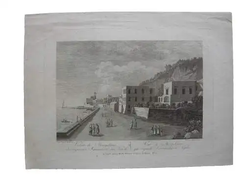 Veduta di Mergellina Orig Radierung Vinenzo Aloja 1806 Napoli Italia