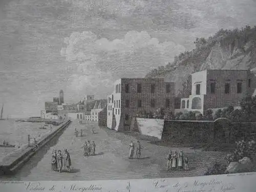 Veduta di Mergellina Orig Radierung Vinenzo Aloja 1806 Napoli Italia