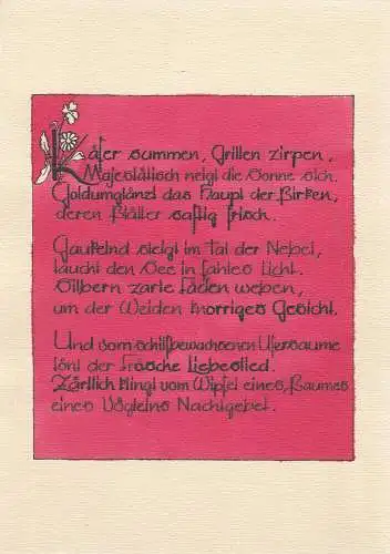 Kleine Kostbarkeiten Gedichte Manuskript Aquarelle Kalligraphie 1948 Unikat
