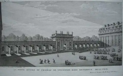 Nicolas Ransonnette (1745-1810) Porte Chateau Vincennes Orig Kupferstich 1787