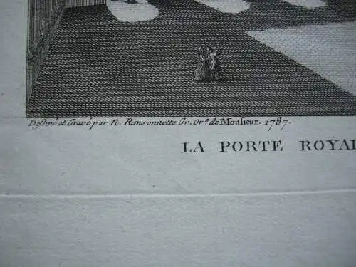 Nicolas Ransonnette (1745-1810) Porte Chateau Vincennes Orig Kupferstich 1787