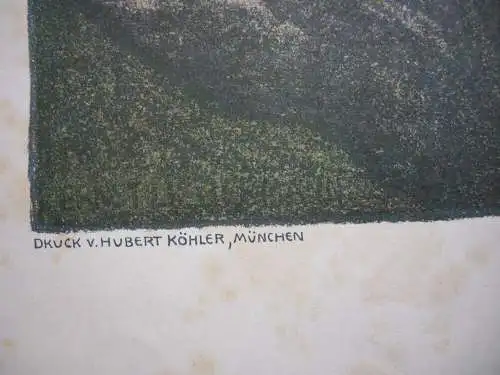 Ernst Liebermann (1869-1960) Ade mein Heimatland Orig Farblithografie 1910 