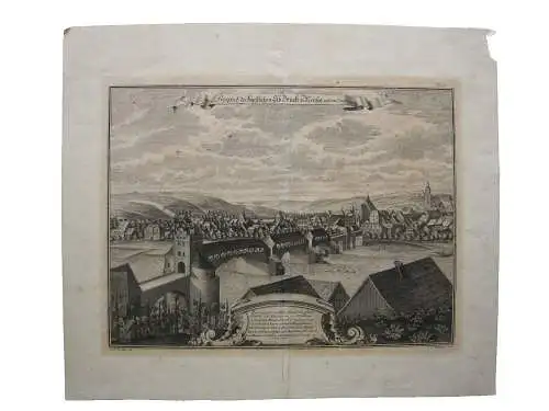 Meissen Elbbrücke Sachsen Orig Radierung Chr. Friedr. Boetius 1735