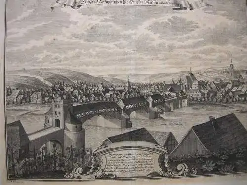 Meissen Elbbrücke Sachsen Orig Radierung Chr. Friedr. Boetius 1735