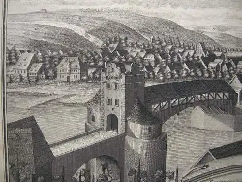 Meissen Elbbrücke Sachsen Orig Radierung Chr. Friedr. Boetius 1735