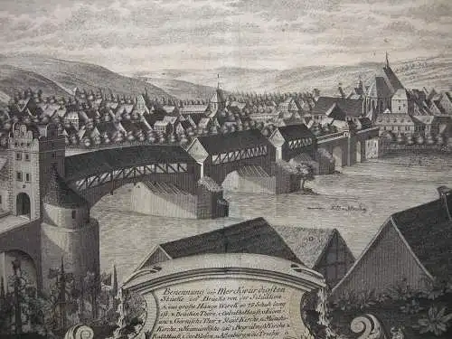 Meissen Elbbrücke Sachsen Orig Radierung Chr. Friedr. Boetius 1735