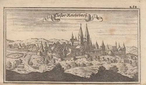 Kloster Reichenbach Oberpfalz Orig Kupferstich von Ertl 1690 Gesamtansicht 
