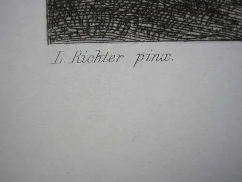 Ludwig Richter (1803-1884)  Abendandacht Orig Radierung 1875 Romantik