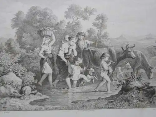 Ludwig Richter (1803-1884)  In der Furth Orig Radierung 1875 Romantik