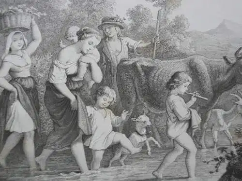 Ludwig Richter (1803-1884)  In der Furth Orig Radierung 1875 Romantik
