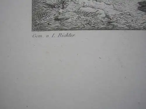 Ludwig Richter (1803-1884)  In der Furth Orig Radierung 1875 Romantik