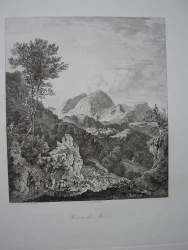 Ludwig Richter (1803-1884)  Rocca di Mezzo Orig Radierung 1875 Italia