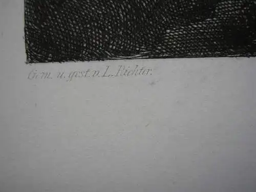 Ludwig Richter (1803-1884)  Grotta Ferrata Orig Radierung 1875 Italia Roma