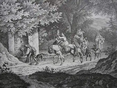 Ludwig Richter (1803-1884)  Brunnen bei Ariccia Orig Radierung 1875 Italia Roma