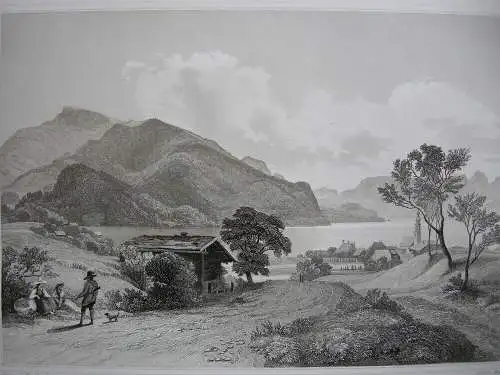 St. Gilgen am Wolfgangsee Salzburg Orig. StahlstichC. Huber 1847