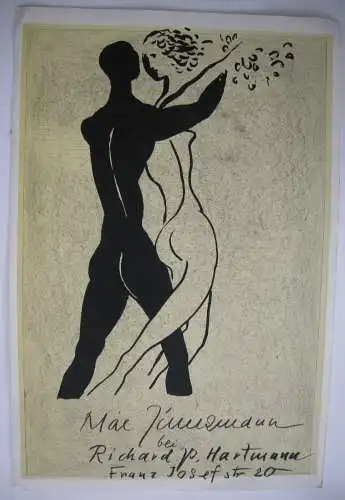 Mac Zimmermann  (1912-1995) Plakat Tänzer Galerie Hartmann München um 1960