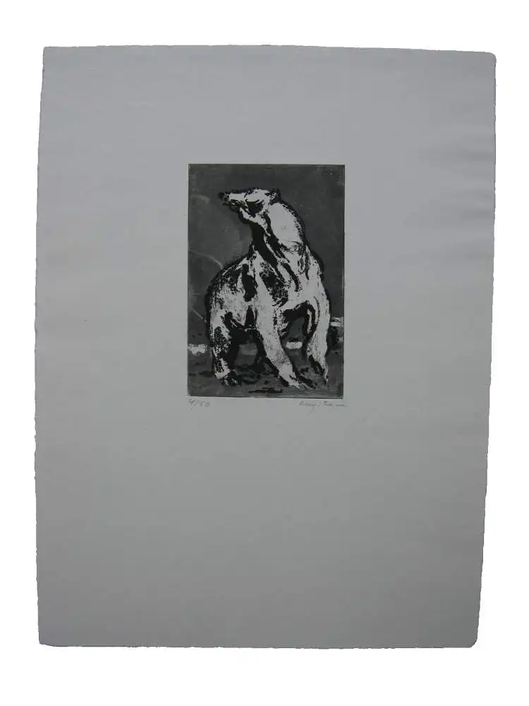 Hansjörg Wagner (1930-2013) Eisbär Orig Aquatinta-Radierung 4/40 signiert 1990 0