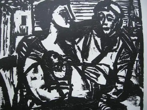 Willi Dirx (1917-2002) Die Familie Orig Holzschnitt 1968 signiert