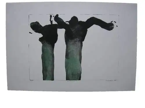 Oskar Koller aquarellierte Lithographie Platanen signiert 1985