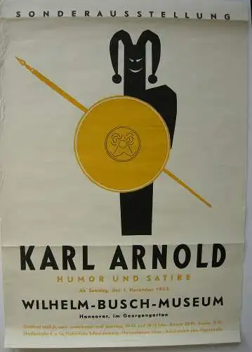 Karl Arnold Plakat Ausstellung Kestner Gesellschaft 1953 Lithographie Karikatur