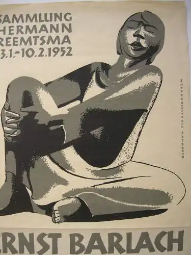 Ernst Barlach Plakat Ausstellung Kestner Gesellschaft 1952 Lithographie