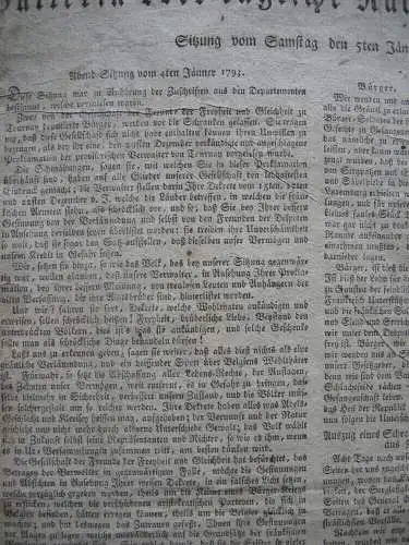 Bulletin National-Konvent Revolutionszeitung Elsass Januar 1793 Straßburg France