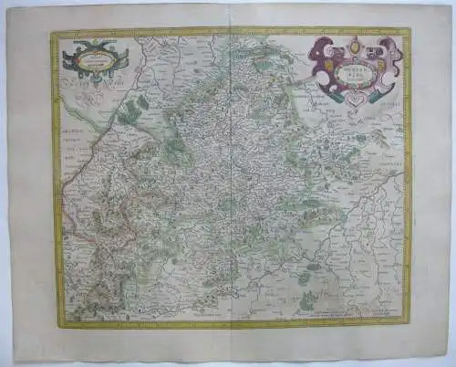 Baden Württemberg altkolor Orig Kupferstichkarte Mercator Hondius 1627 