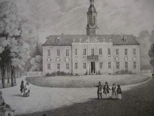 Hamburg Das Schloss zu Wandsbeck Orig Lithografie 1850 Behrendson