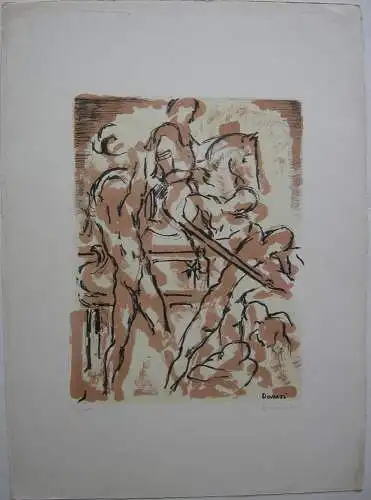 Lazzaro Donati (1926-1977) Reiterschlacht I Orig. Farblithografie 1969 signiert 