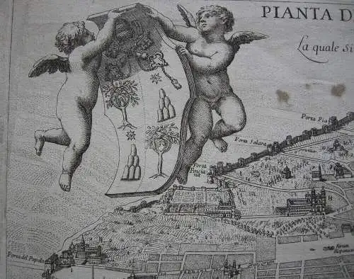 Pianta di Roma Stadtplan Giov Battista de Rossi (1620-1680) Kupferstich 1665 