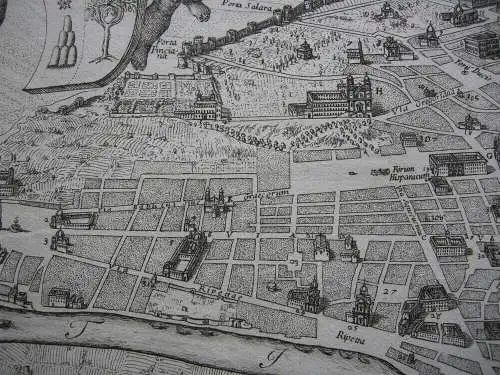 Pianta di Roma Stadtplan Giov Battista de Rossi (1620-1680) Kupferstich 1665 