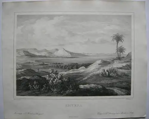 Izmir Smyrna Türkei Lithographie von Federer nach Bernatz 1839 