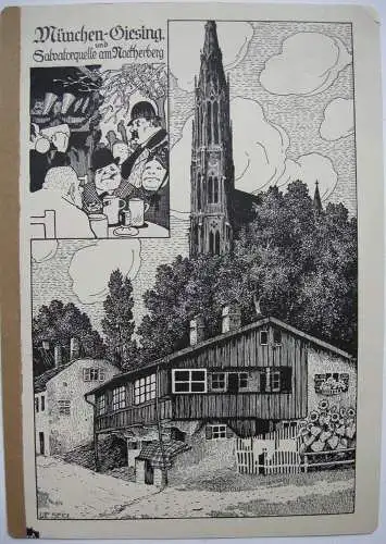 Ulf Seidl Giesing Nockherberg München Orig Lithographie 1930  