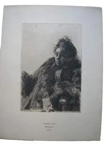 Anders Zorn (1860-1920) Portrait Madame Simon II Orig. Radierung 1895