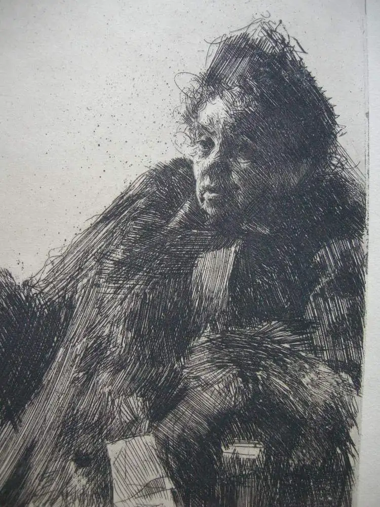 Anders Zorn (1860-1920) Portrait Madame Simon II Orig. Radierung 1895 1