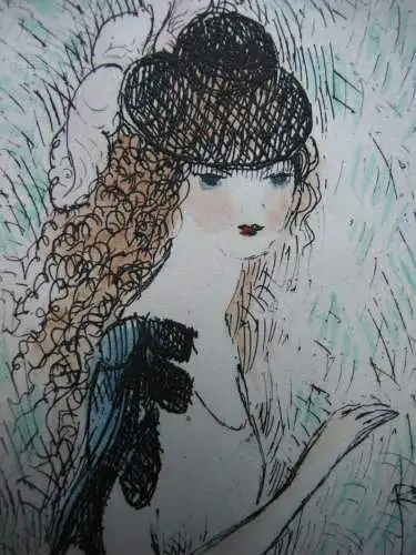 Marie Laurencin (1883-1956) Le chapeau sur les yeux Orig Farbradierung 1923