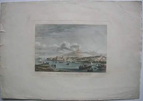 Heinrich Guttenberg (1749-1818) Mola Neapel Vesuv Orig Farbradierung 1800 Italia