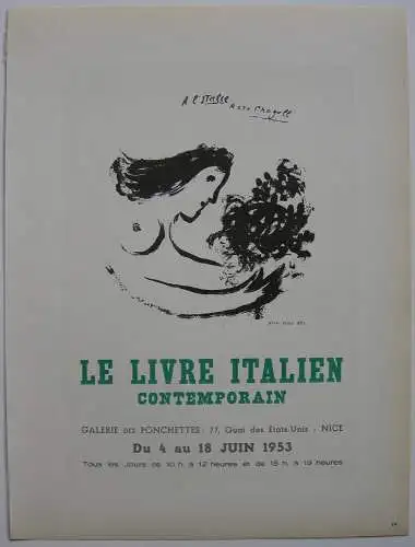 Marc Chagall Le Livre Italien 1953 Orig Lithografie 1959 Maitres de l'Ecole 