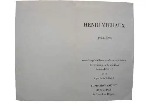 Henri Michaux (1899-1984) Abstrakte Komp Lithografie 1976 Einladung Fond Maeght